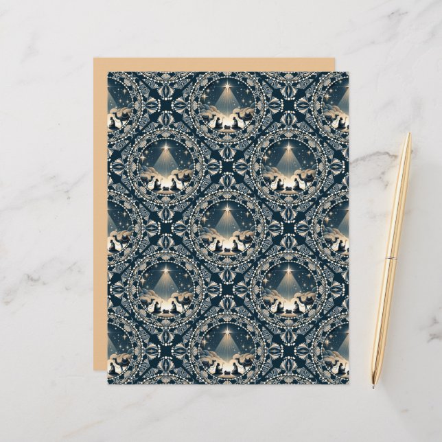 Star of Wonder Mandala Nativity Geometric Tile (Front/Back In Situ)