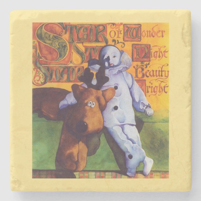 STAR OF WONDER Marble Stone Coaster / Gold (Front)