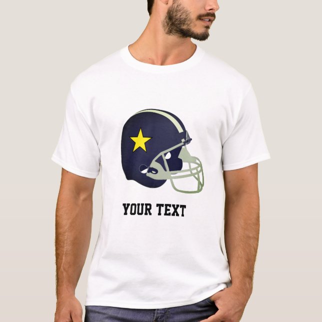 Star on Black American Football Helmet T-Shirt (Front)