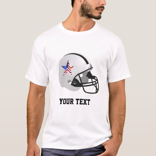 Star on Black & White American Football Helmet  T-Shirt (Front)