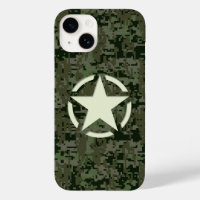Star on Deep Woods Camo Background