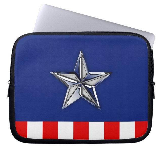 Star on Festive Patriotic Colors Laptop Sleeve (Front)