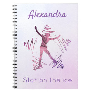 Star on ice figure skating notebook purple pink