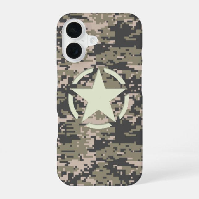 Star on Mountaineer Camo Pattern iPhone 16 Case (Back)