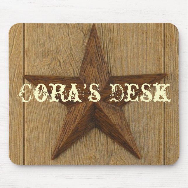 star on wood, Cora's Desk Mouse Mat (Front)
