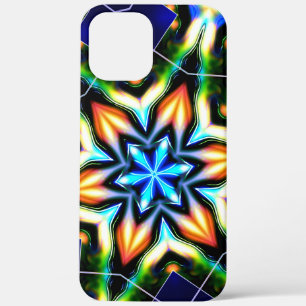 Star or flower cracking metallic armour, blue matt iPhone 12 pro max case
