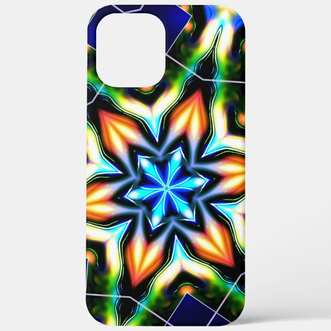 Star or flower cracking metallic armour, blue matt Case-Mate iPhone case (Back)