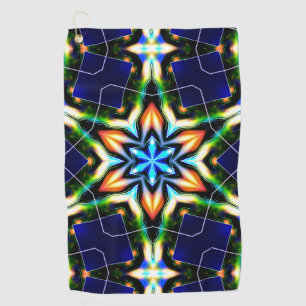 Star or flower cracking metallic armour, blue matt golf towel