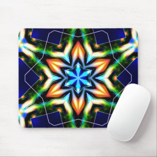 Star or flower cracking metallic armour, blue matt mouse mat