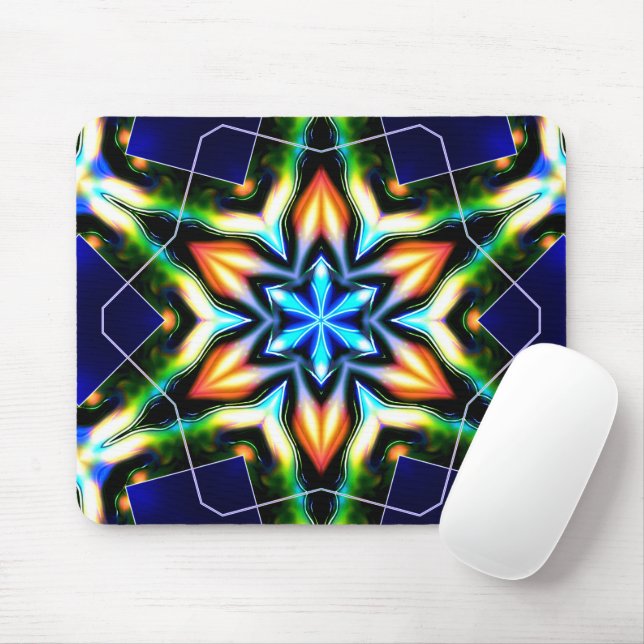 Star or flower cracking metallic armour, blue matt mouse mat (With Mouse)