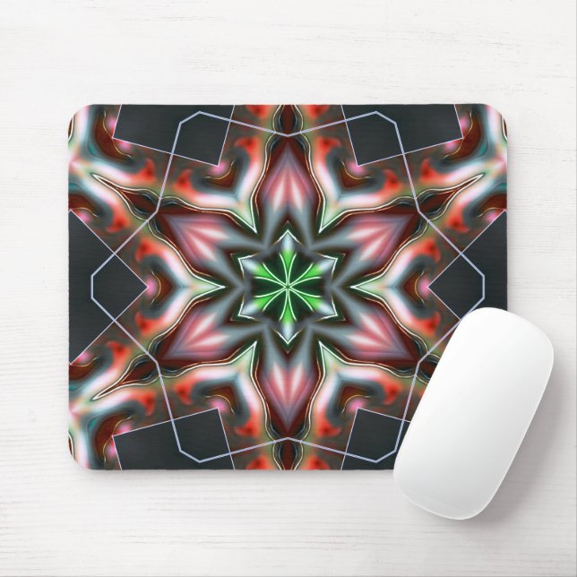 Star or flower cracking metallic armour, red matte mouse mat (With Mouse)