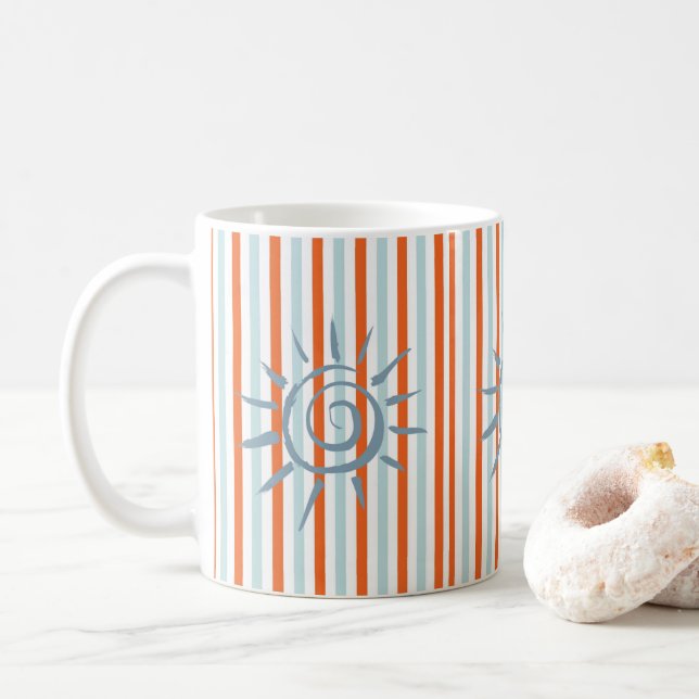 Star Orange Blue Stripe Mug (With Donut)
