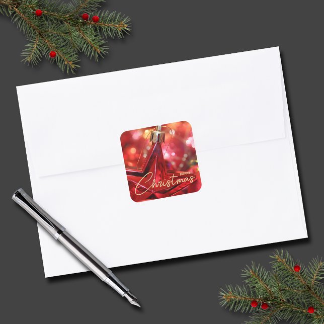 Star Ornament Christmas Small Square Sticker (Star Ornament Christmas Small 1-1/2" Square Stickers (3" also available))
