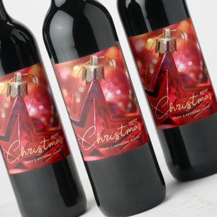 Star Ornament Christmas Wine Label