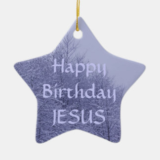 Star Ornament, Happy Birthday Jesus Ceramic Tree Decoration