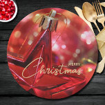 Star Ornament Merry Christmas Paper Plate<br><div class="desc">Custom paper plates in 2 sizes feature a beautiful red star Christmas tree ornament and the words "Merry Christmas" in chic lettering,  perfect for any Christmas holiday party. MATCHING items in our collection.</div>