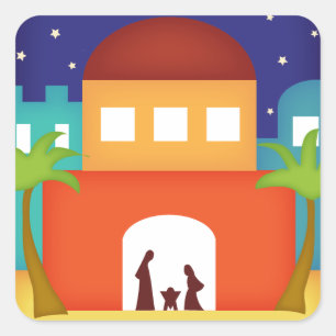 Star over Bethlehem Christmas Nativity Square Sticker