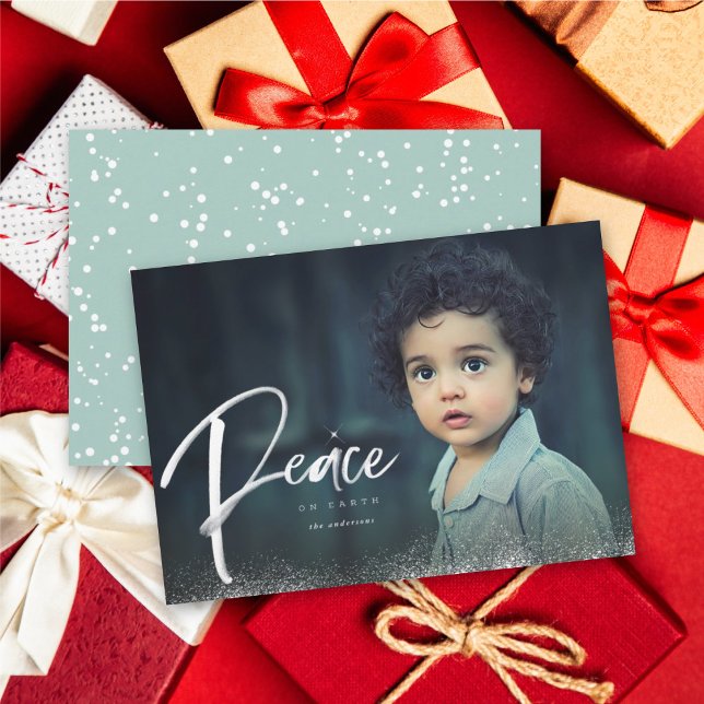 Star Over Peace On Earth Religious Christmas Photo Holiday Card (Creator Uploaded)