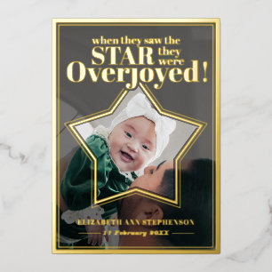 Star Overjoyed Baby Photo First Christmas  Foil Holiday Card