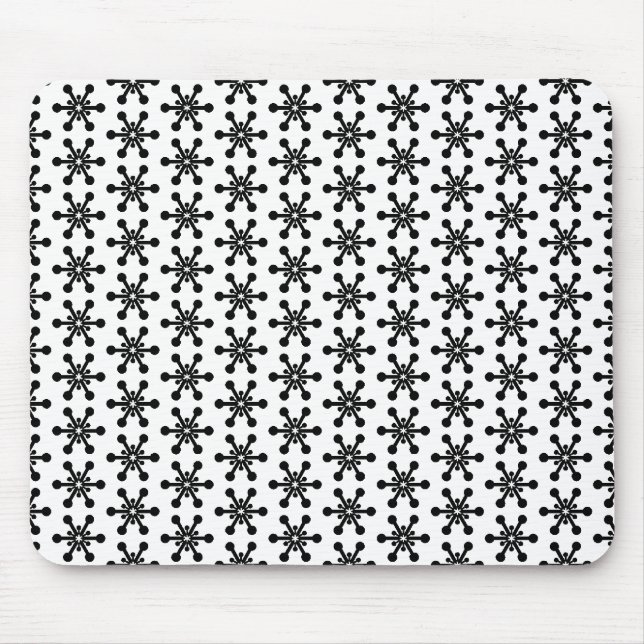 Star Pattern - Black on White Mouse Mat (Front)