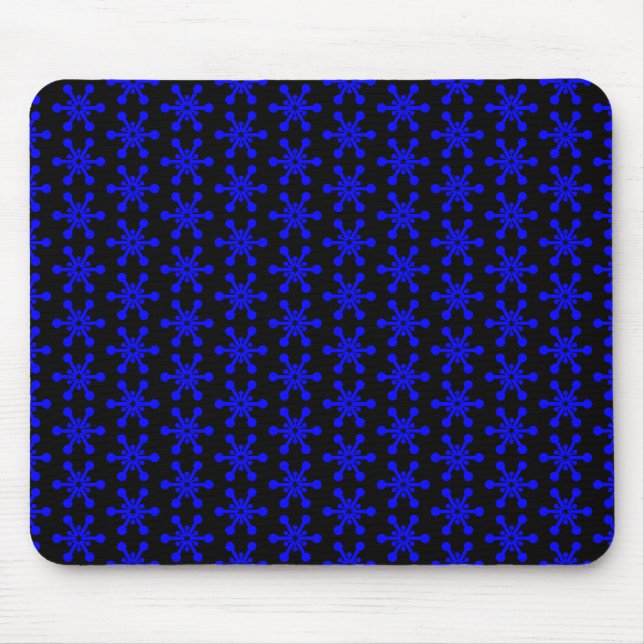Star Pattern - Blue on Black Mouse Mat (Front)