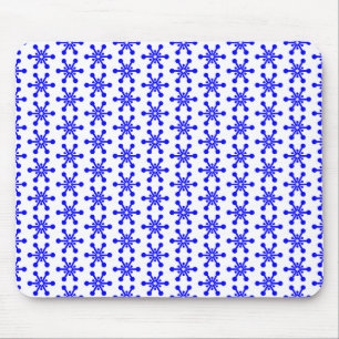 Star Pattern - Blue on White Mouse Mat