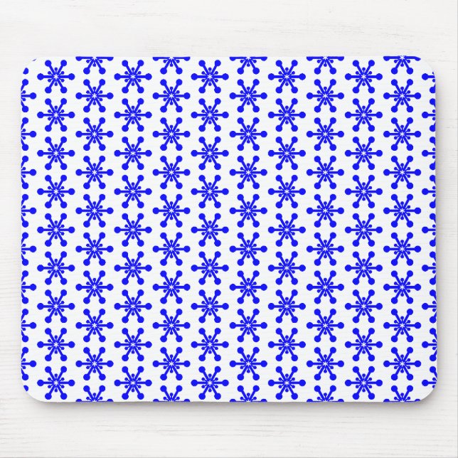 Star Pattern - Blue on White Mouse Mat (Front)