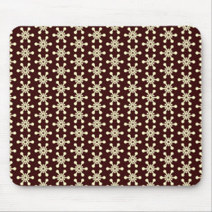 Star Pattern - Cream on Dark Brown Mouse Mat