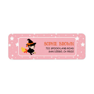 Star Pattern Cute Witch Halloween Return Address
