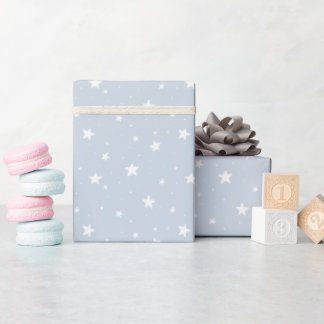 Star Pattern Dreamy Boho Print Kids Light Blue Sky Wrapping Paper