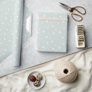 Star Pattern Dreamy Boho Print Kids Soft Mint Sky Wrapping Paper