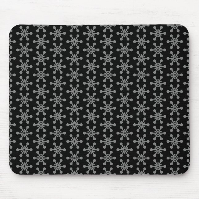 Star Pattern - Gray on Black Mouse Mat (Front)