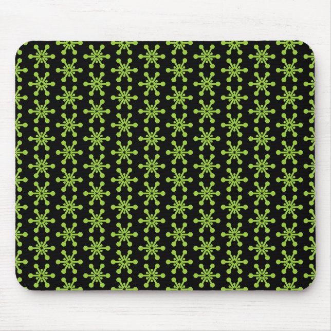 Star Pattern - Green on Black Mouse Mat (Front)