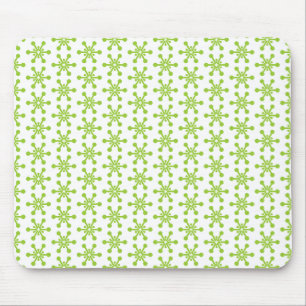Star Pattern - Green on White Mouse Mat