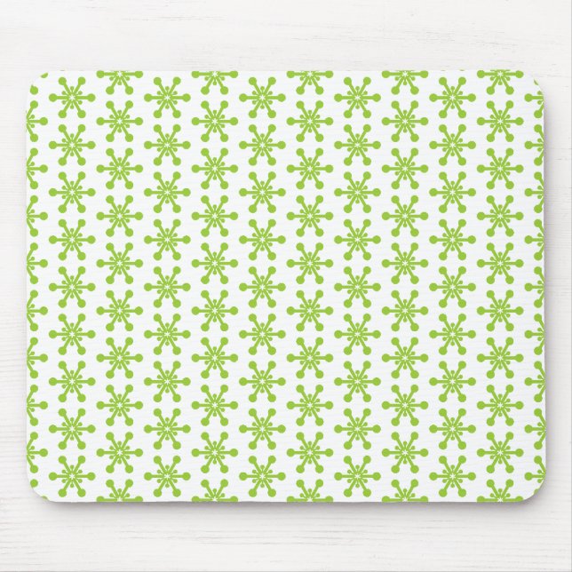 Star Pattern - Green on White Mouse Mat (Front)
