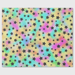 Star Pattern In 80s Colours Wrapping Paper