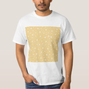 Star Pattern in White and Non-metallic Gold T-Shirt