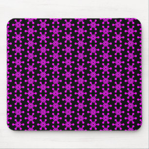 Star Pattern - Magenta on Black Mouse Mat