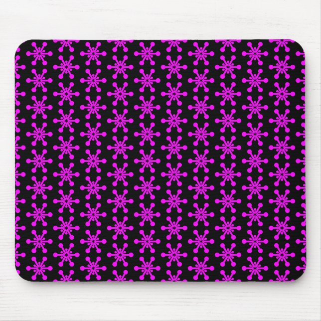 Star Pattern - Magenta on Black Mouse Mat (Front)