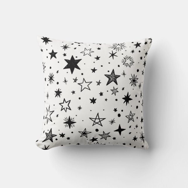 Star pattern on a white background cushion (Front)