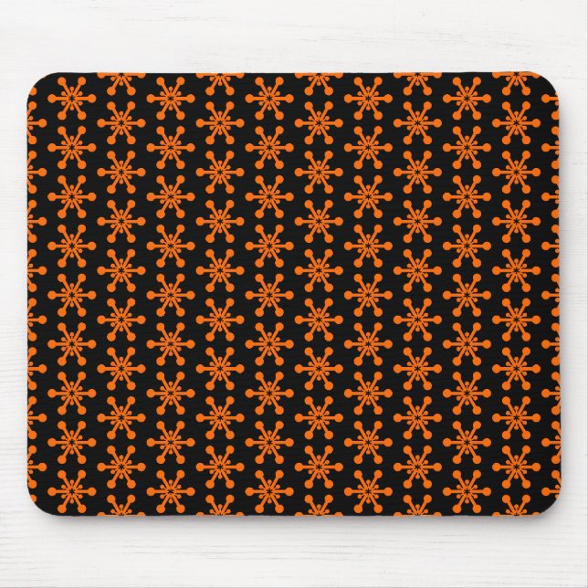 Star Pattern - Orange on Black Mouse Mat (Front)