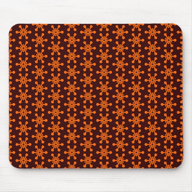 Star Pattern - Orange on Dark Brown 330000 Mouse Mat (Front)