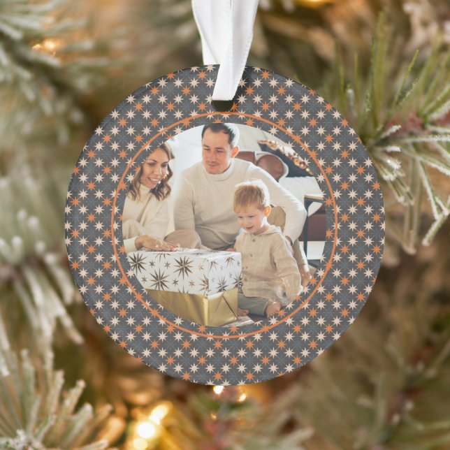 Star Pattern Photo Christmas Personalised Ornament (Tree)