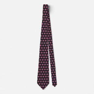 Star Pattern - Pink on Black Tie