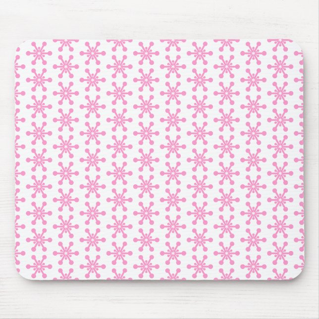 Star Pattern - Pink on White Mouse Mat (Front)