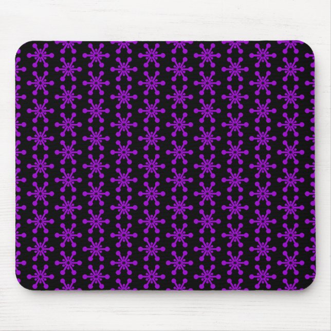 Star Pattern - Purple on Black Mouse Mat (Front)