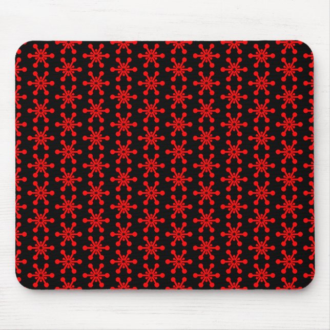 Star Pattern - Red on Black Mouse Mat (Front)