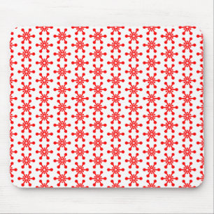 Star Pattern - Red on White Mouse Mat