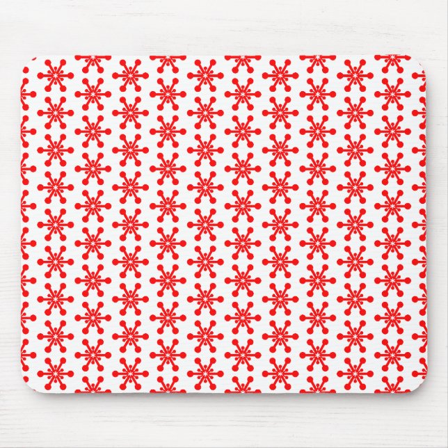 Star Pattern - Red on White Mouse Mat (Front)