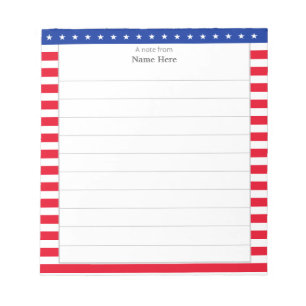 Star Pattern & Red White Stripes Lined Notepad